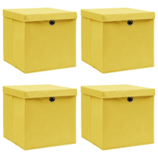 vidaXL 4 db sárga szövet tárolódoboz fedéllel 32 x 32 x 32 cm bútor