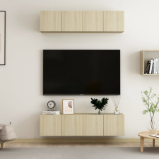 vidaXL 4 db sonoma-tölgyszínű forgácslap TV-szekrény 60 x 30 x 30 cm bútor