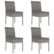 vidaXL 4 db szürke kerti polyrattan étkezőszék kerti bútor