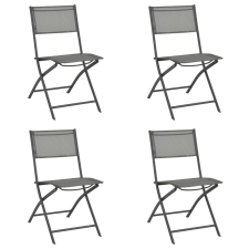 vidaXL 4 db szürke összecsukható acél és textilén kültéri szék kerti bútor