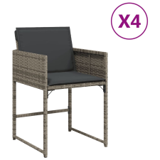 vidaXL 4 db szürke polyrattan kerti szék párnával kerti bútor