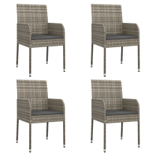 vidaXL 4 db szürke polyrattan kerti szék párnával (319888) kerti bútor