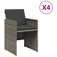 vidaXL 4 db szürke polyrattan kerti szék párnával (4007437) kerti bútor