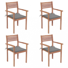 vidaXL 4 db tömör tíkfa kerti szék szürke párnával kerti bútor