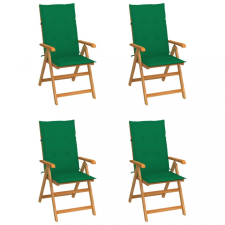 vidaXL 4 db tömör tíkfa kerti szék zöld párnákkal kerti bútor