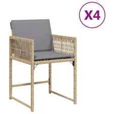 vidaXL 4 db vegyes bézs polyrattan kerti szék párnával (365023) kerti bútor