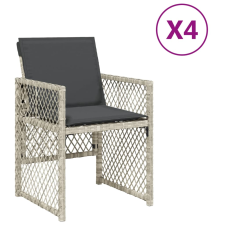 vidaXL 4 db világosszürke polyrattan kerti szék párnával kerti bútor