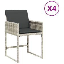 vidaXL 4 db világosszürke polyrattan kerti szék párnával (365005) kerti bútor