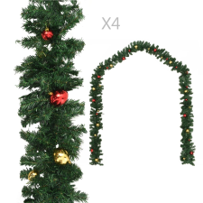 vidaXL 4 db zöld karácsonyi füzér karácsonyfadíszekkel 270 cm karácsonyi dekoráció