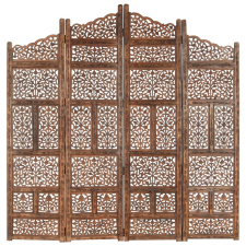 vidaXL 4-paneles barna mangófa kézzel faragott térelválasztó 160x165cm bútor