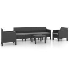 vidaXL 4 részes antracit PP rattan kerti bútorgarnitúra párnákkal (3079676) kerti bútor