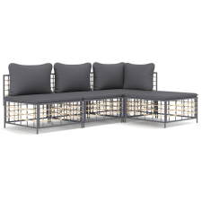 vidaXL 4-részes antracitszürke polyrattan kerti ülőgarnitúra párnákkal kerti bútor