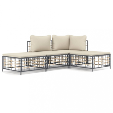 vidaXL 4-részes antracitszürke polyrattan kerti ülőgarnitúra párnákkal kerti bútor
