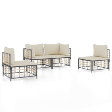 vidaXL 4-részes antracitszürke polyrattan kerti ülőgarnitúra párnákkal (3186712) kerti bútor