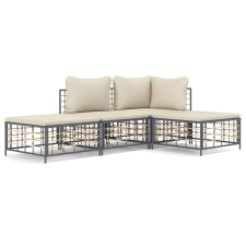 vidaXL 4-részes antracitszürke polyrattan kerti ülőgarnitúra párnákkal (3186726) kerti bútor