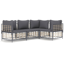 vidaXL 4-részes antracitszürke polyrattan kerti ülőgarnitúra párnákkal (3186747) kerti bútor