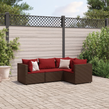 vidaXL 4 részes barna polyrattan kerti ülőgarnitúra párnákkal kerti bútor