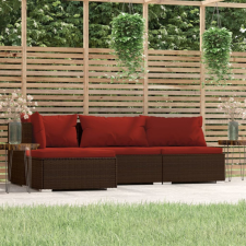 vidaXL 4-részes barna polyrattan kerti ülőgarnitúra párnákkal kerti bútor
