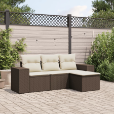 vidaXL 4 részes barna polyrattan kerti ülőgarnitúra párnákkal kerti bútor