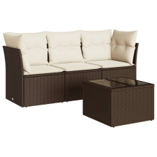 vidaXL 4 részes barna polyrattan kerti ülőgarnitúra párnákkal (3249062) kerti bútor