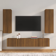 vidaXL 4 részes barna tölgy színű szerelt fa TV-szekrényszett bútor