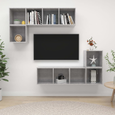 vidaXL 4 részes betonszürke forgácslap TV-szekrény szett bútor