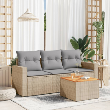 vidaXL 4 részes bézs polyrattan kerti ülőgarnitúra párnákkal kerti bútor