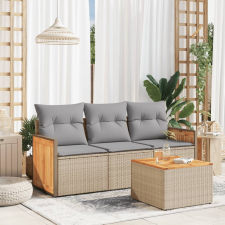 vidaXL 4 részes bézs polyrattan kerti ülőgarnitúra párnákkal kerti bútor