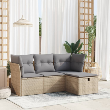 vidaXL 4 részes bézs polyrattan kerti ülőgarnitúra párnákkal kerti bútor