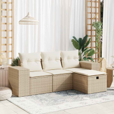 vidaXL 4 részes bézs polyrattan kerti ülőgarnitúra párnákkal kerti bútor