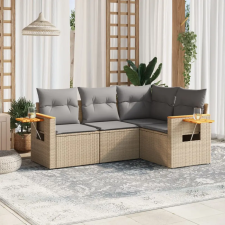 vidaXL 4 részes bézs polyrattan kerti ülőgarnitúra párnákkal kerti bútor