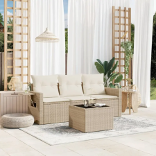 vidaXL 4 részes bézs polyrattan kerti ülőgarnitúra párnákkal kerti bútor