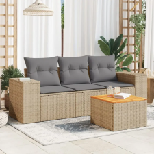 vidaXL 4 részes bézs polyrattan kerti ülőgarnitúra párnákkal kerti bútor