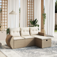 vidaXL 4 részes bézs polyrattan kerti ülőgarnitúra párnákkal kerti bútor
