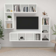 vidaXL 4 részes fehér forgácslap TV-szekrény szett bútor