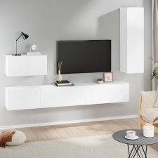 vidaXL 4 részes fehér szerelt fa TV-szekrényszett bútor