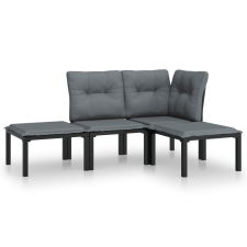 vidaXL 4 részes fekete és szürke polyrattan kerti ülőgarnitúra (3187741) kerti bútor