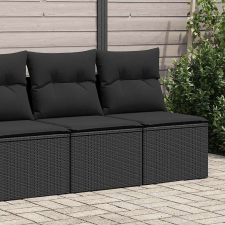 vidaXL 4 részes fekete polyrattan akácfa kerti ülőgarnitúra párnákkal kerti bútor
