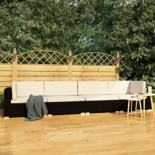 vidaXL 4-részes fekete polyrattan kerti kanapészett párnákkal kerti bútor
