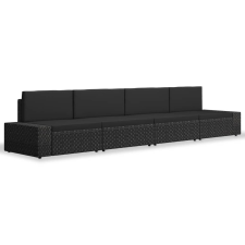 vidaXL 4 részes fekete polyrattan kerti ülőgarnitúra (3054581) kerti bútor