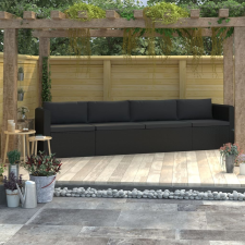 vidaXL 4-részes fekete polyrattan kerti ülőgarnitúra párnákkal kerti bútor