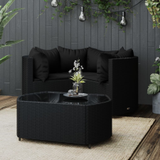vidaXL 4 részes fekete polyrattan kerti ülőgarnitúra párnákkal kerti bútor