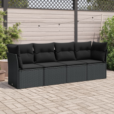 vidaXL 4 részes fekete polyrattan kerti ülőgarnitúra párnákkal kerti bútor