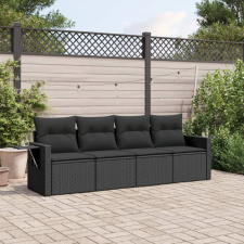 vidaXL 4 részes fekete polyrattan kerti ülőgarnitúra párnákkal kerti bútor