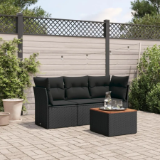 vidaXL 4 részes fekete polyrattan kerti ülőgarnitúra párnákkal kerti bútor