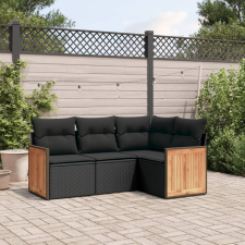 vidaXL 4 részes fekete polyrattan kerti ülőgarnitúra párnákkal kerti bútor