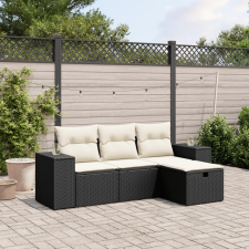 vidaXL 4 részes fekete polyrattan kerti ülőgarnitúra párnákkal kerti bútor