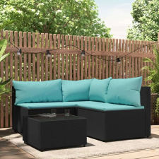 vidaXL 4 részes fekete polyrattan kerti ülőgarnitúra párnákkal kerti bútor