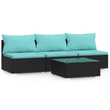 vidaXL 4 részes fekete polyrattan kerti ülőgarnitúra párnákkal (317540) kerti bútor