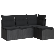 vidaXL 4 részes fekete polyrattan kerti ülőgarnitúra párnákkal (3217495) kerti bútor